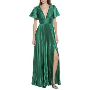 AMUR Green Pleated Maxi Dress